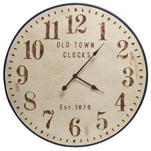 Distressed Old Town Metal Clock